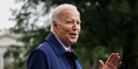 President Joe Biden speaks to members of the media on the South Lawn of the White House before boarding Marine One on May 29, 2023.